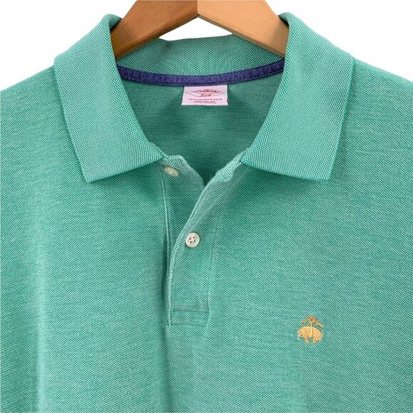 Brooks Brothers 346 Green Cotton Pique Short Sleeve Polo Shirt Size Large - Picture 2 of 5